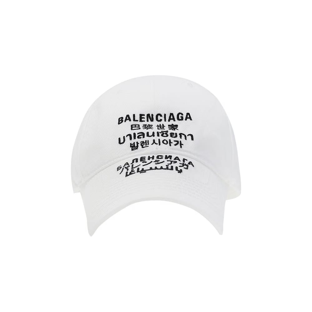 Balenciaga Languages Baseball Cap White/Black