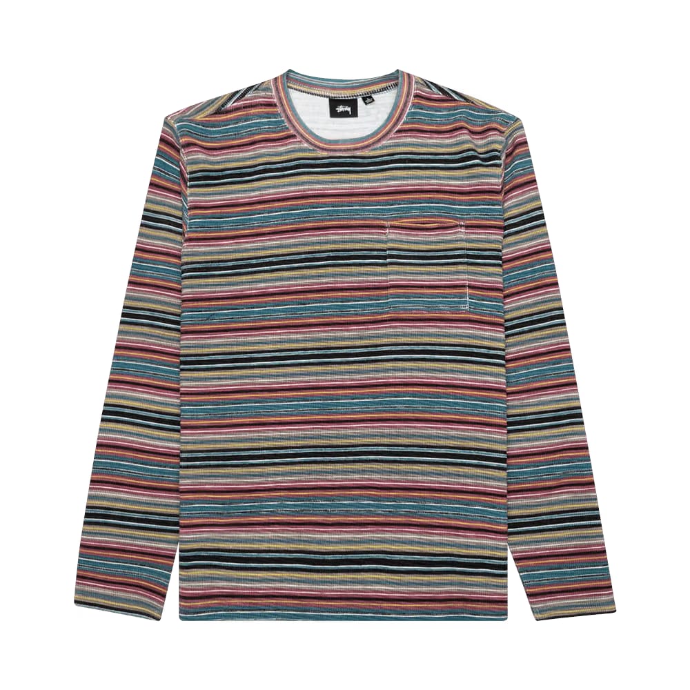 Stussy Printed Multi-Stripe Long-Sleeve Crew Khaki