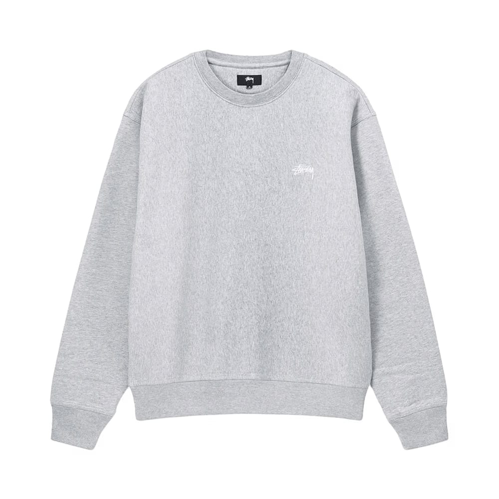 Stussy Stock Logo Crew Sweatshirt Grey Heather