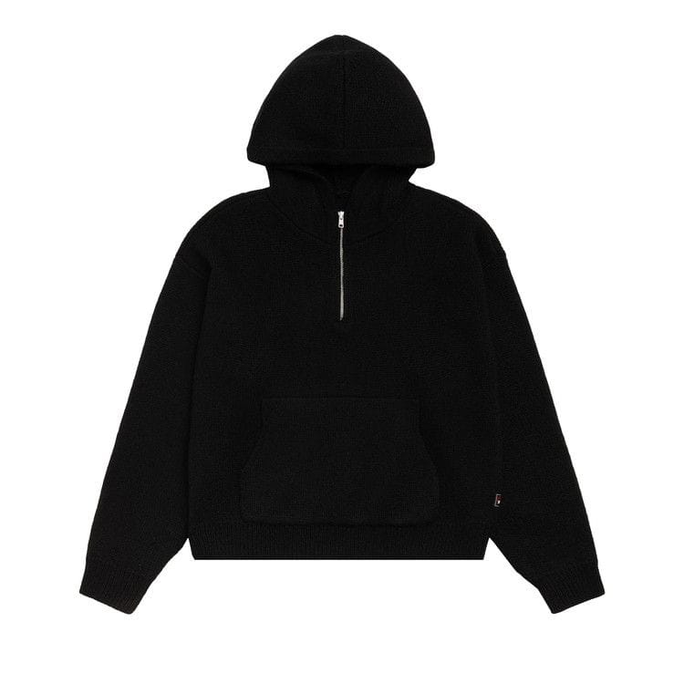 Stussy Quarter Zip Knit Hoodie Black