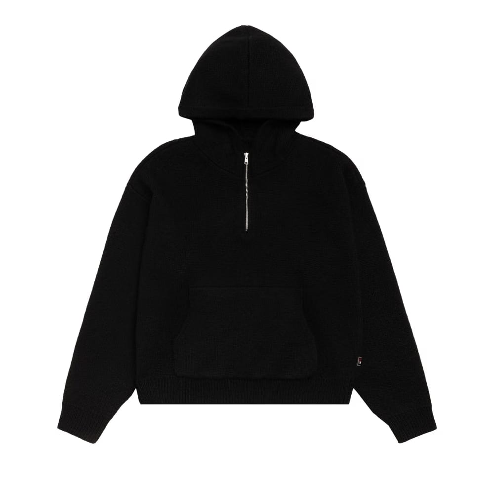 Stussy Quarter Zip Knit Hoodie Black