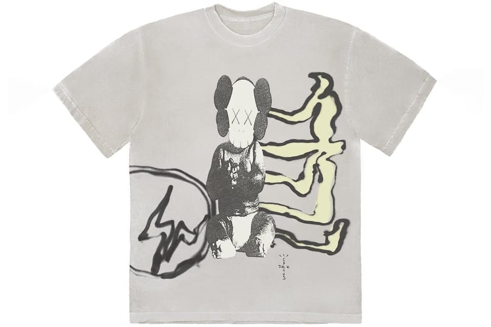 Travis Scott Cactus Jack Kaws For Fragment T-Shirt Aged Yellow
