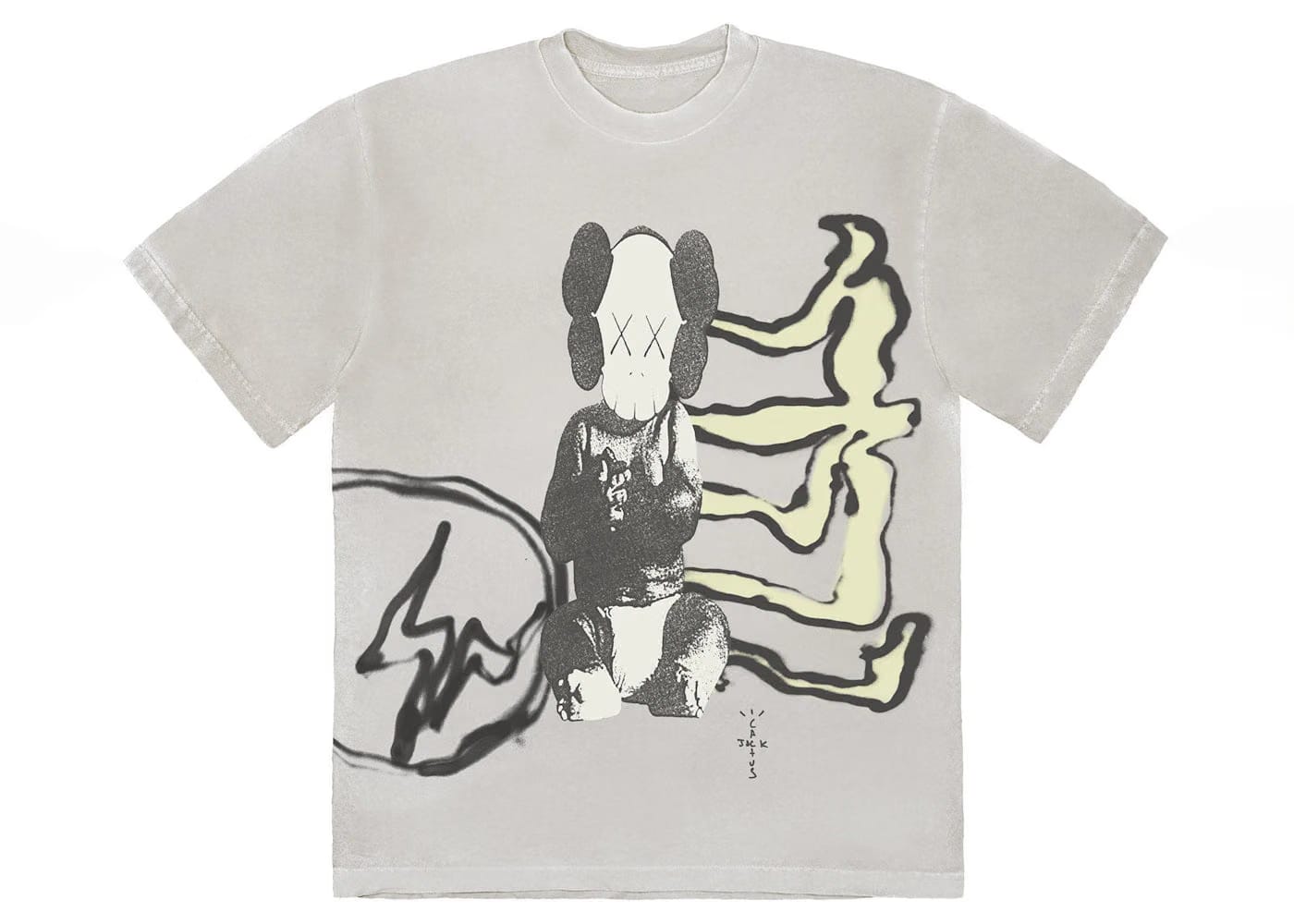Travis Scott Cactus Jack Kaws For Fragment T-Shirt Aged Yellow