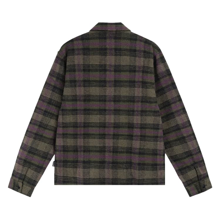 Stussy Reed Wool Plaid Zip Shirt Green