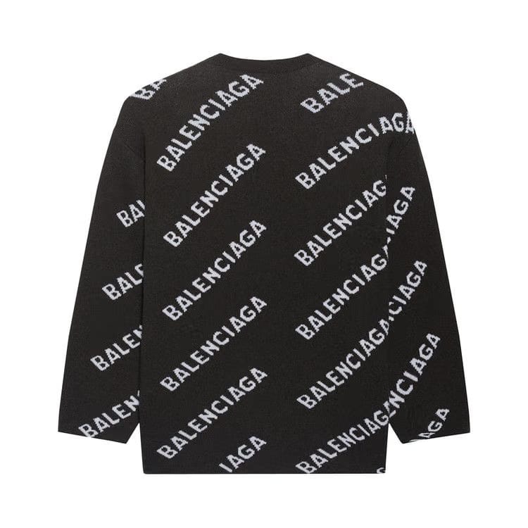 Balenciaga Allover Logo Crewneck Khaki/White