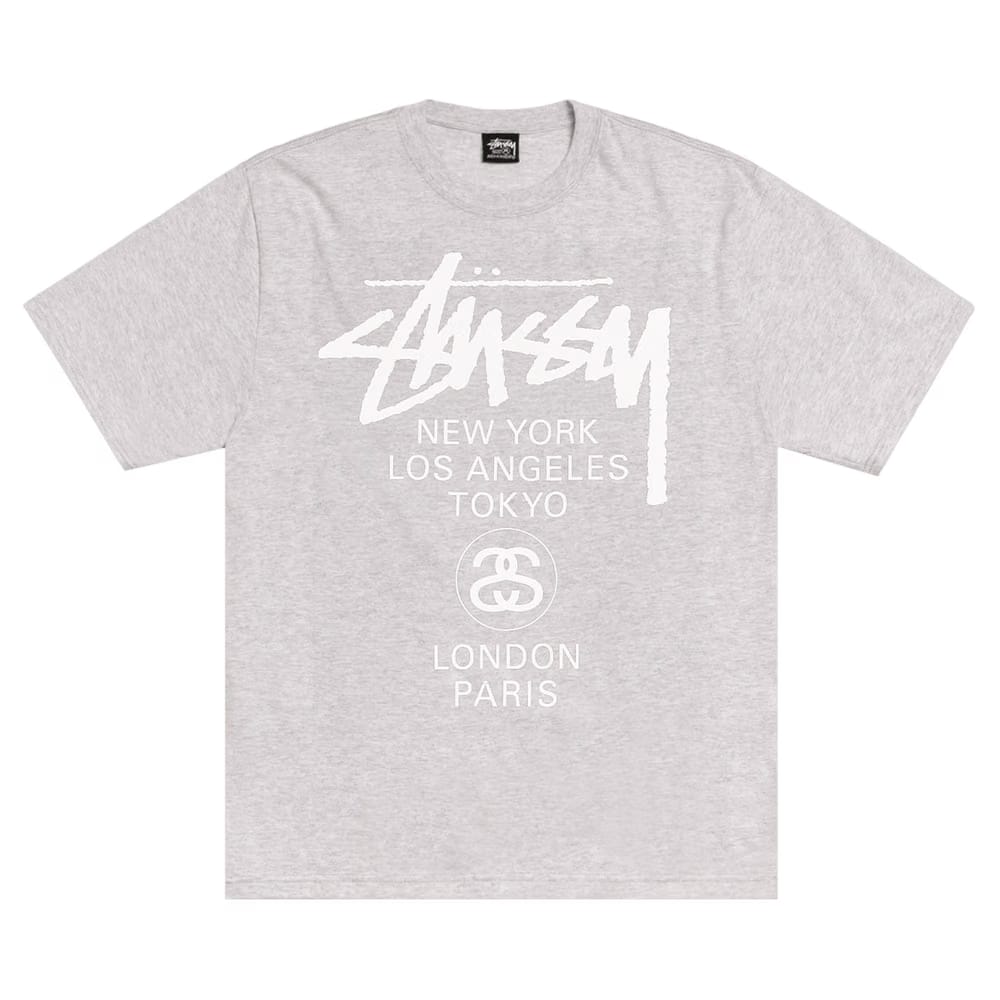 Stussy World Tour T-Shirt Ash Heather