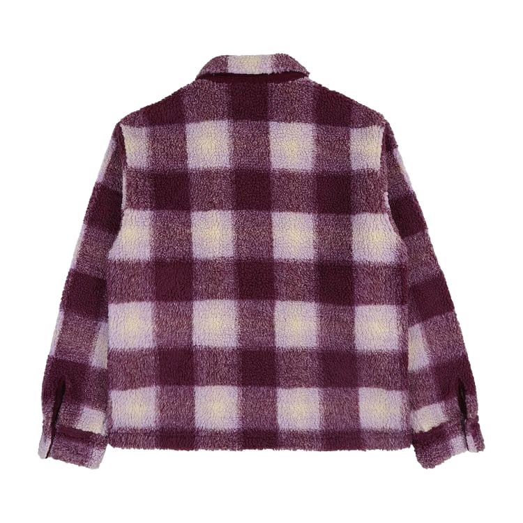 Stussy Shadow Plaid Zip Sherpa Berry