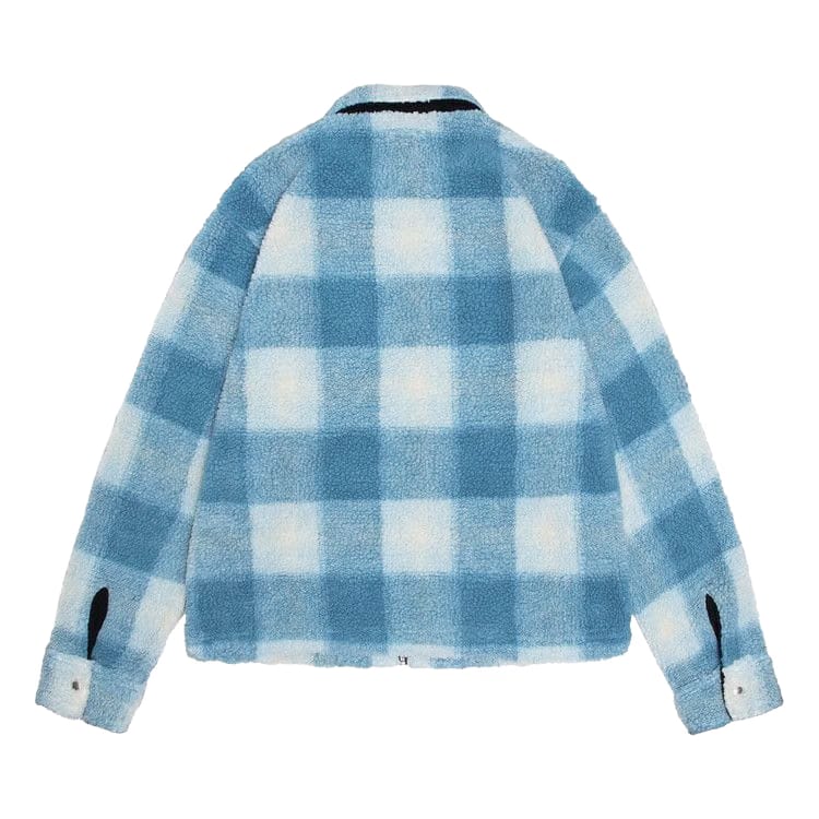 Stussy Shadow Plaid Zip Sherpa Light Blue