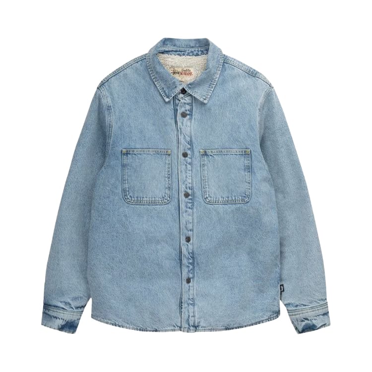 Stussy Sherpa Lined Denim Shirt Stone Washed