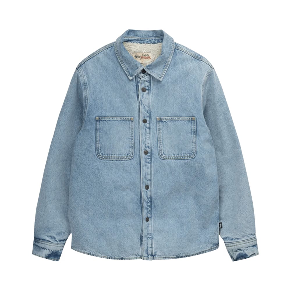 Stussy Sherpa Lined Denim Shirt Stone Washed