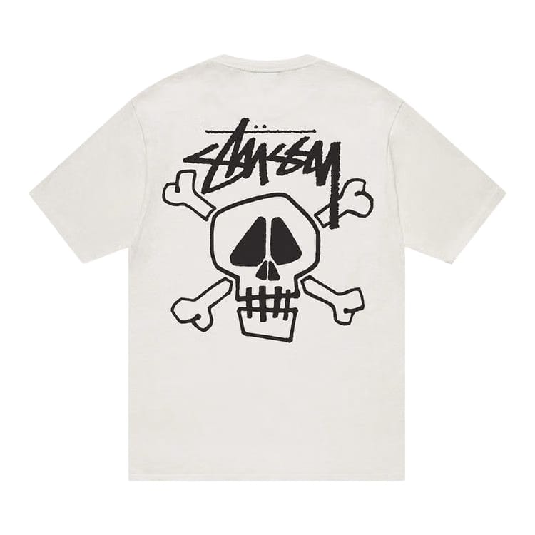 Stussy Skull and Bones Pigment Dyed T-Shirt Natural