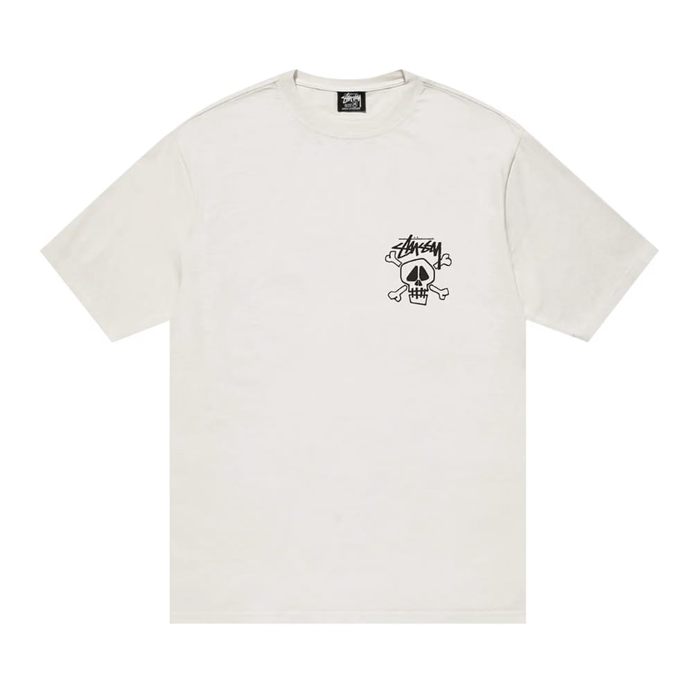 Stussy Skull and Bones Pigment Dyed T-Shirt Natural
