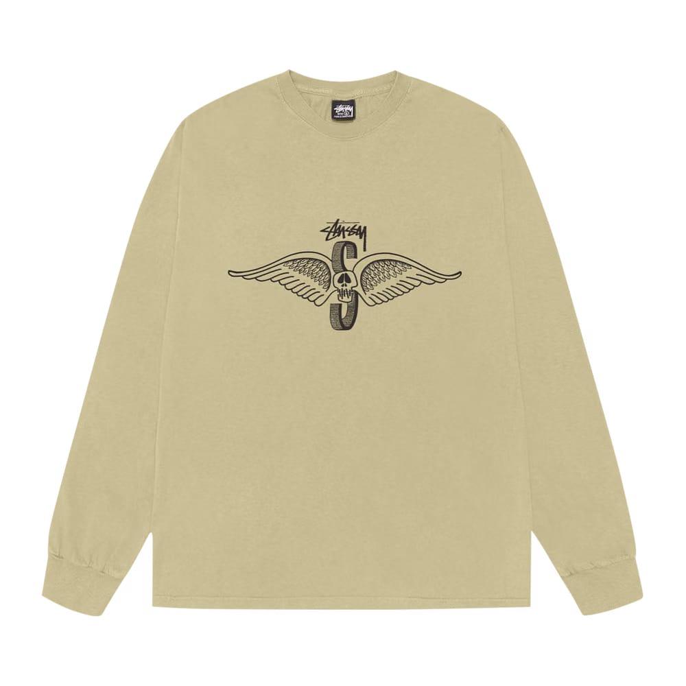 Stussy Skull Wings Long-Sleeve T-Shirt Pigment Dyed Elm