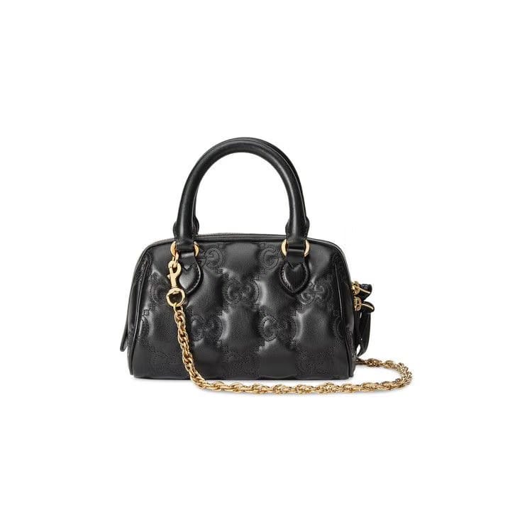 Gucci GG Matelassé Top Handle Bag Black/Natural