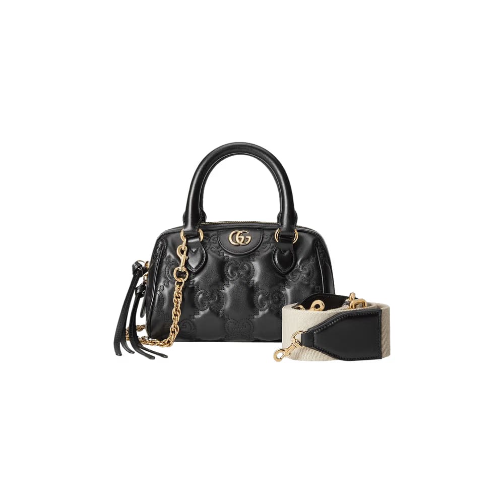 Gucci GG Matelassé Top Handle Bag Black/Natural