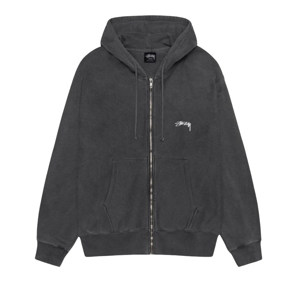 Stussy Smooth Stock Pigment Dyed Zip Hoodie Black