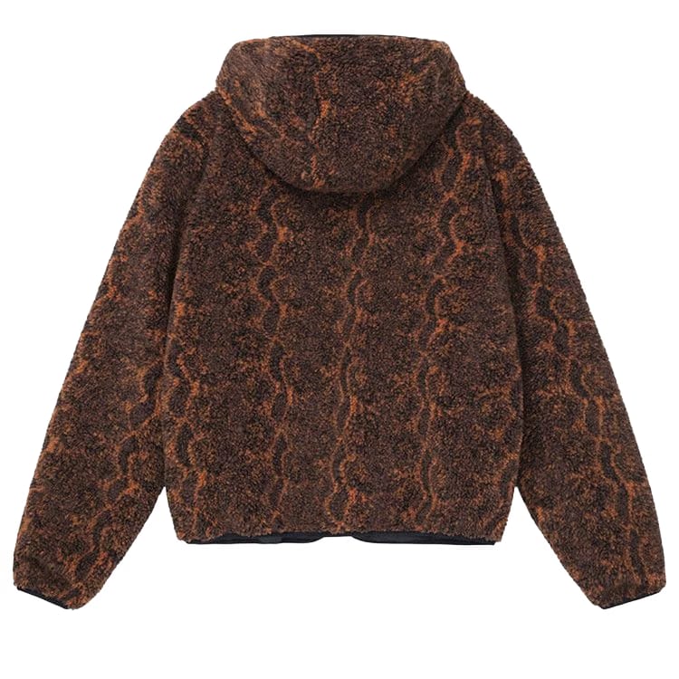 Stussy Snake Jacquard Sherpa Jacket Brown