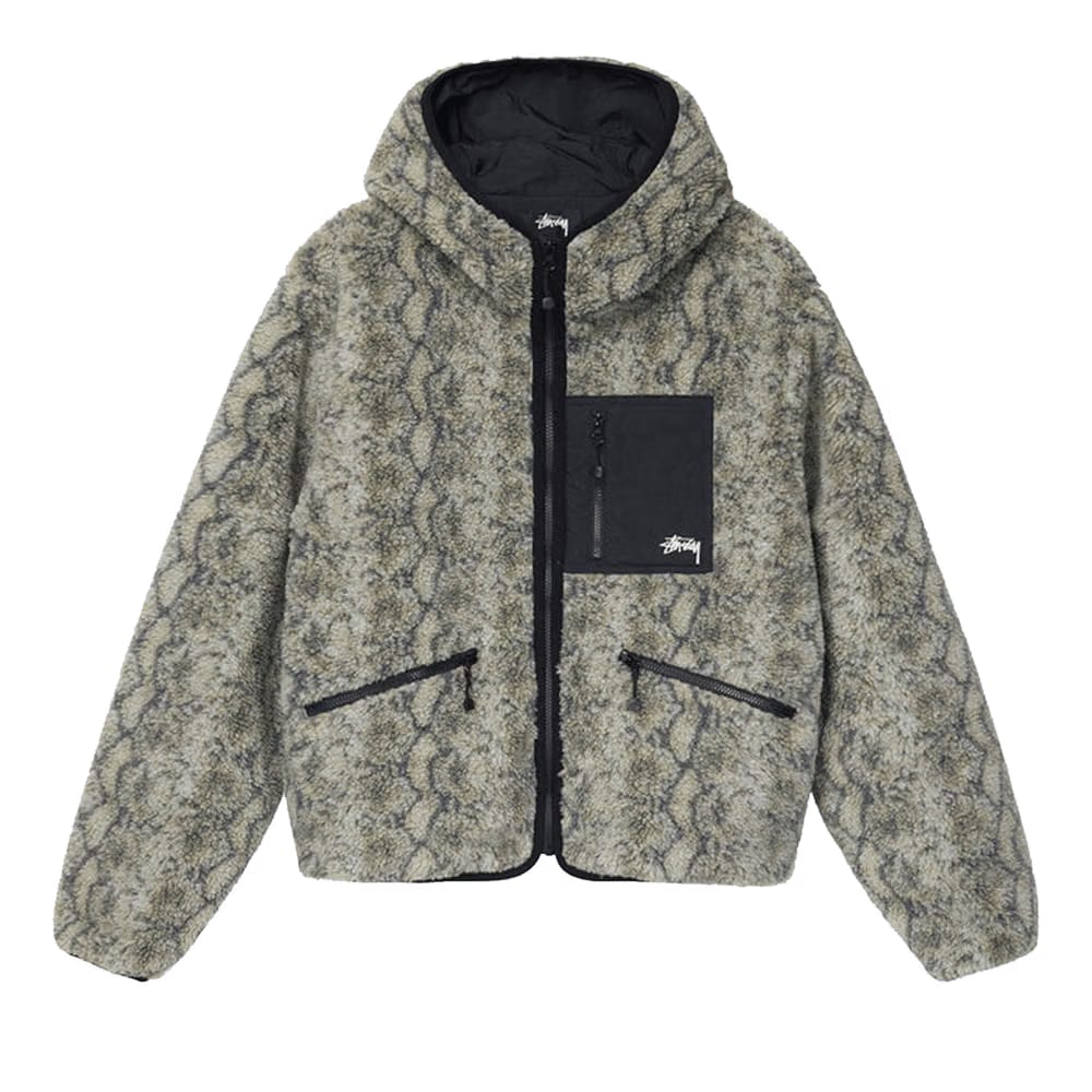 Stussy Snake Jacquard Sherpa Jacket Grey