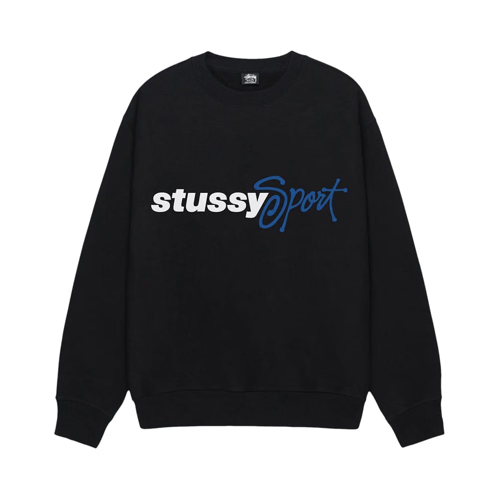 Stussy Sport Script Crew Black