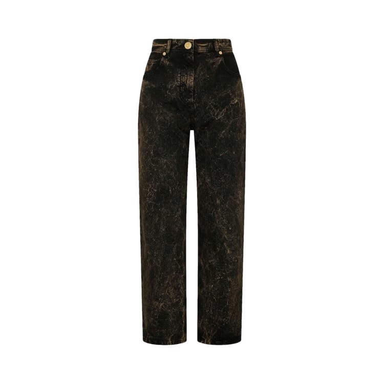 Balmain Straight Denim Jeans Black/Gold