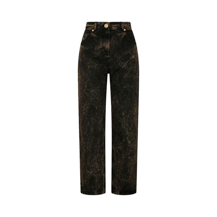 Balmain Straight Denim Jeans Black/Gold