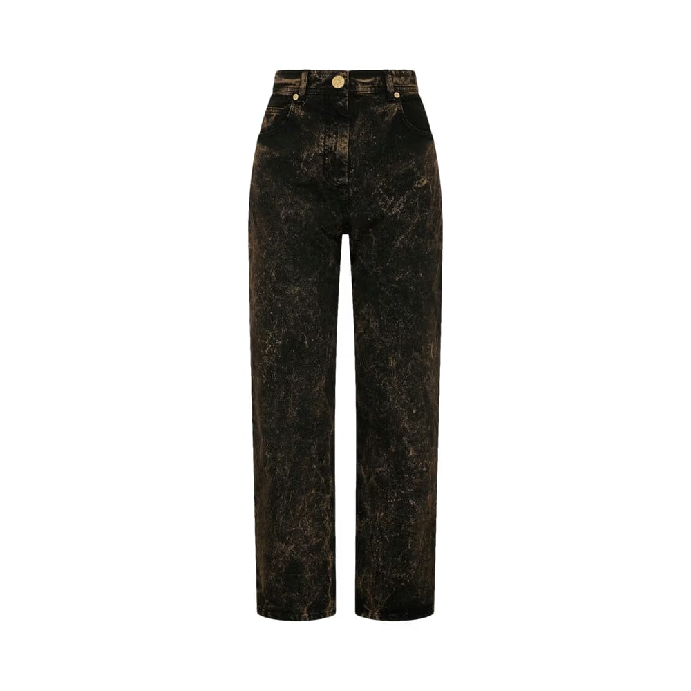 Balmain Straight Denim Jeans Black/Gold