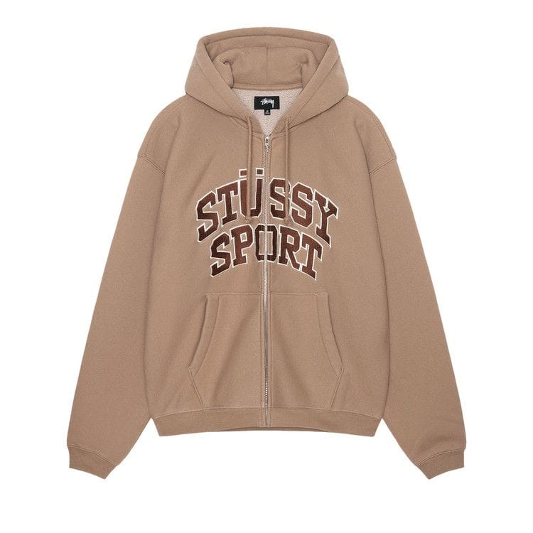 Stussy Sport Zip Hoodie Tan