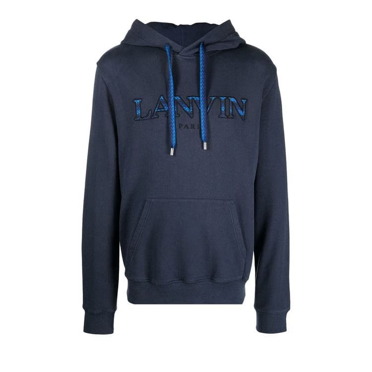 Lanvin Curb Embroidered Hoodie Ink Blue