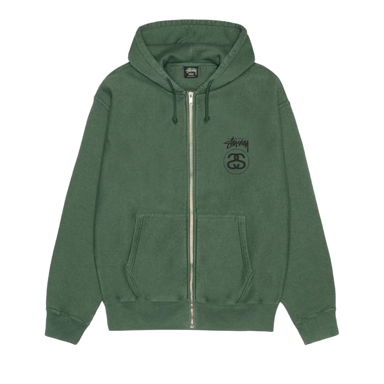 Stussy Stock Link Zip Hoodie Pigment Dyed Pine