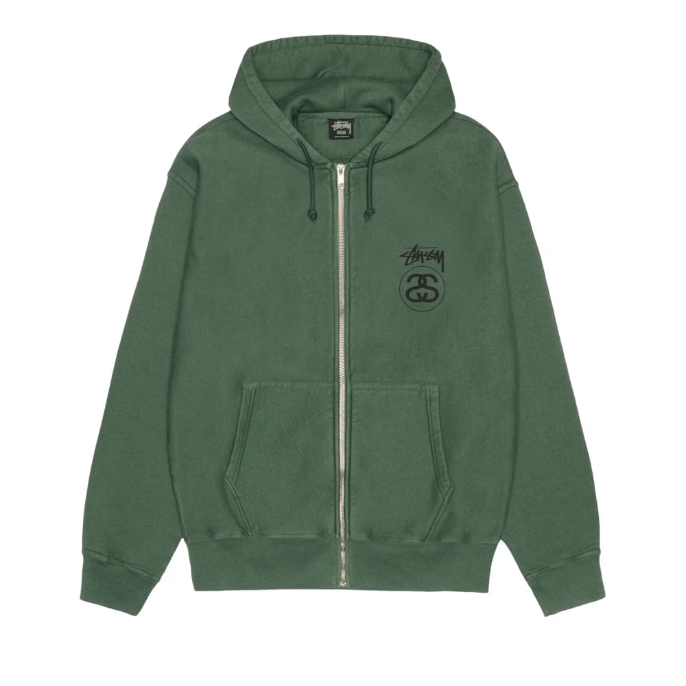 Stussy Stock Link Zip Hoodie Pigment Dyed Pine
