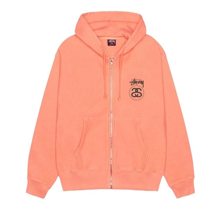 Stussy Stock Link Zip Hoodie Pigment Dyed Sherbert