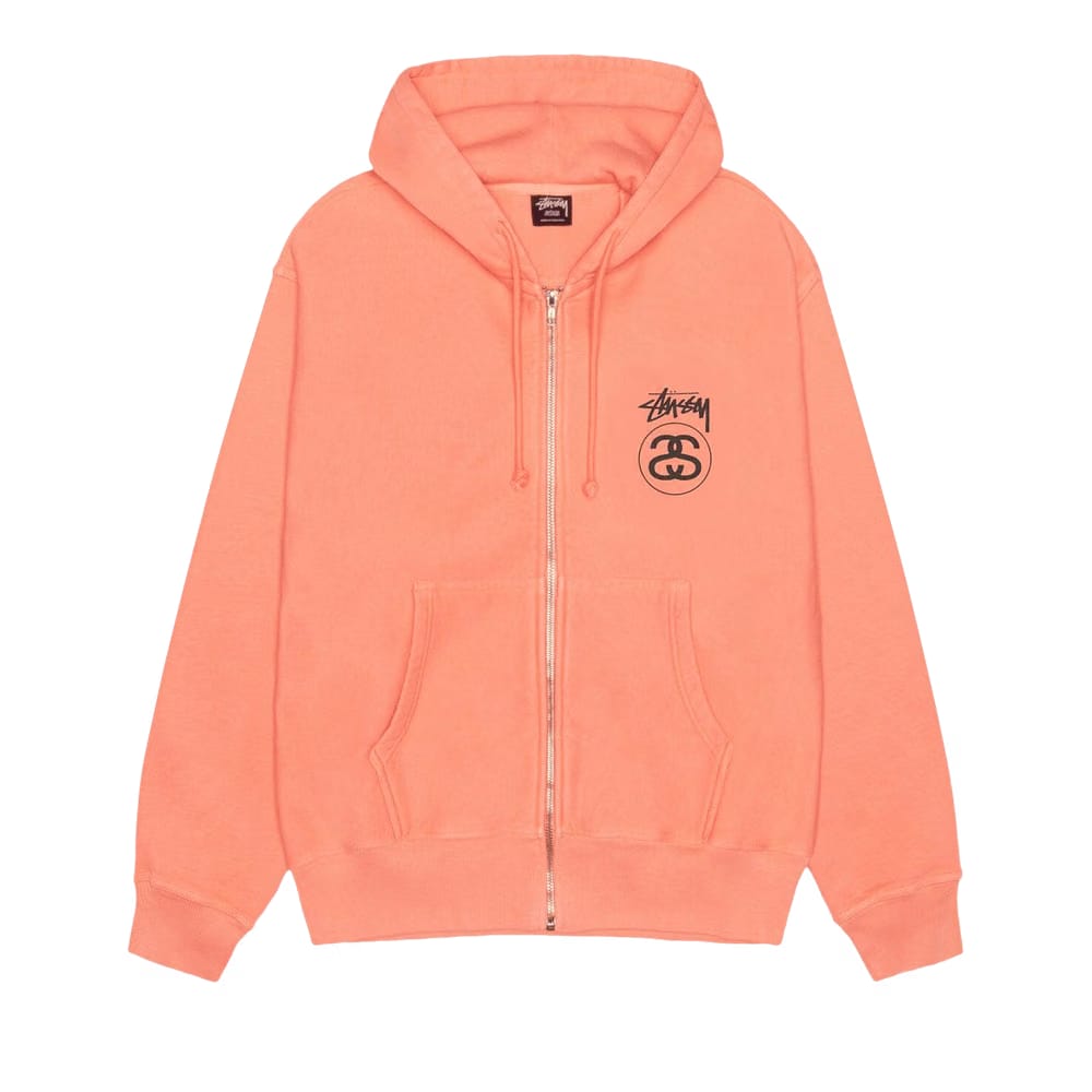 Stussy Stock Link Zip Hoodie Pigment Dyed Sherbert