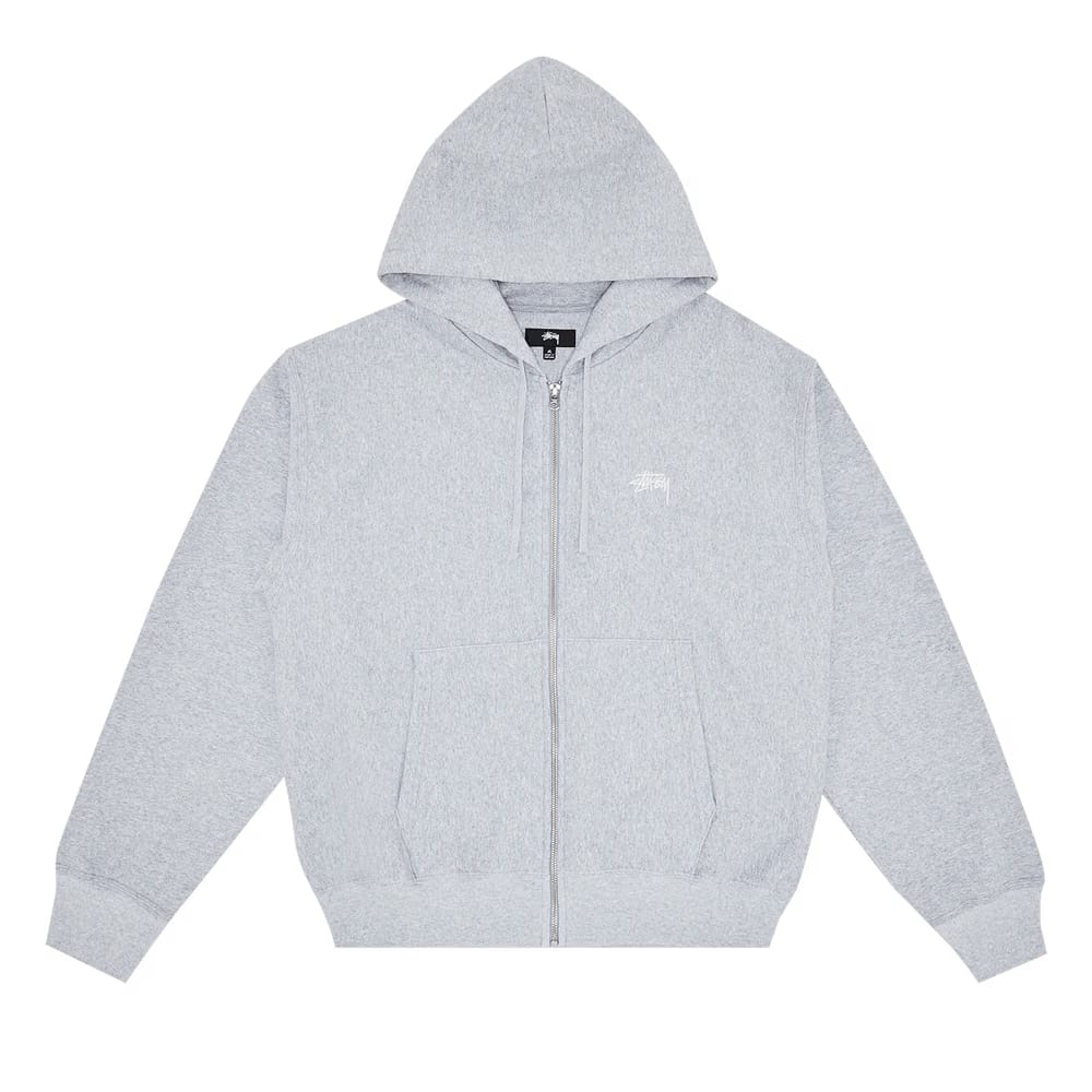 Stussy Stock Logo Zip Hood Grey Heather