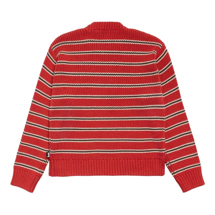 Stussy Stripe Knit Crew Brick