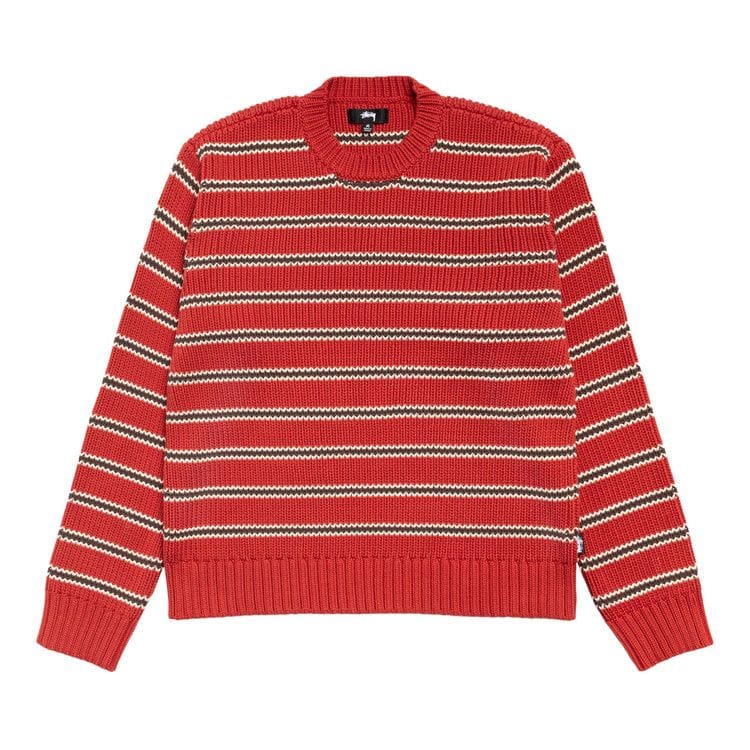 Stussy Stripe Knit Crew Brick
