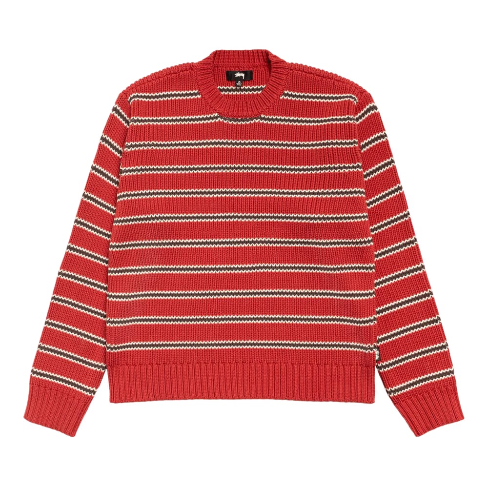 Stussy Stripe Knit Crew Brick