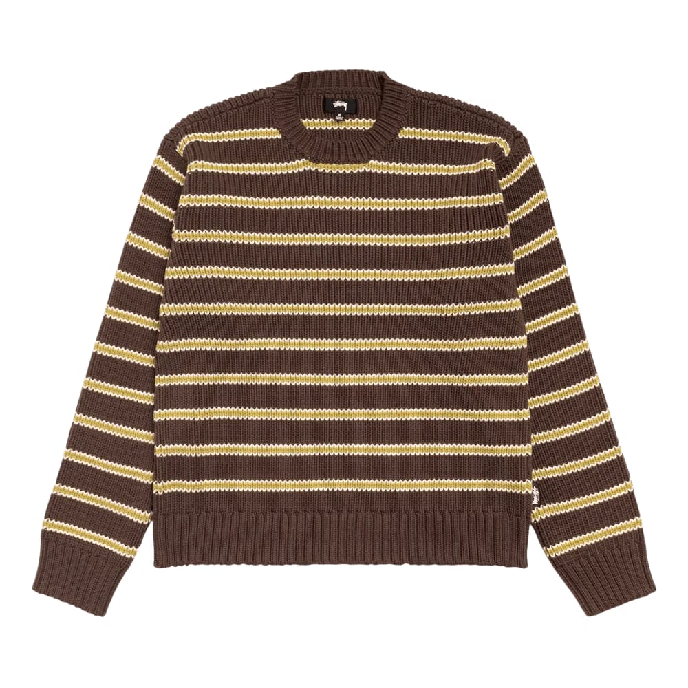 Stussy Stripe Knit Crew Forest