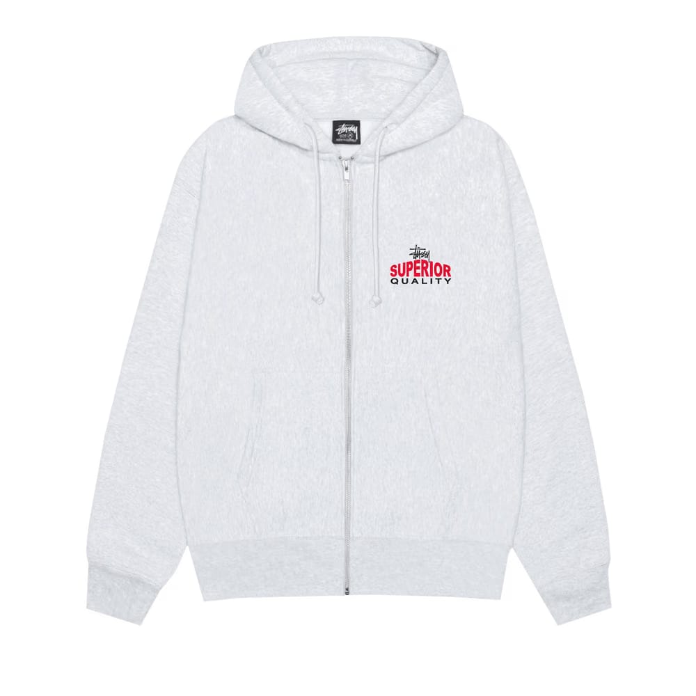 Stussy Superior Quality Zip Hoodie Ash Heather