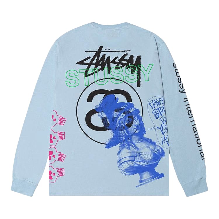 Stussy Test Strike Pigment Dyed Long-Sleeve T-Shirt Sky Blue