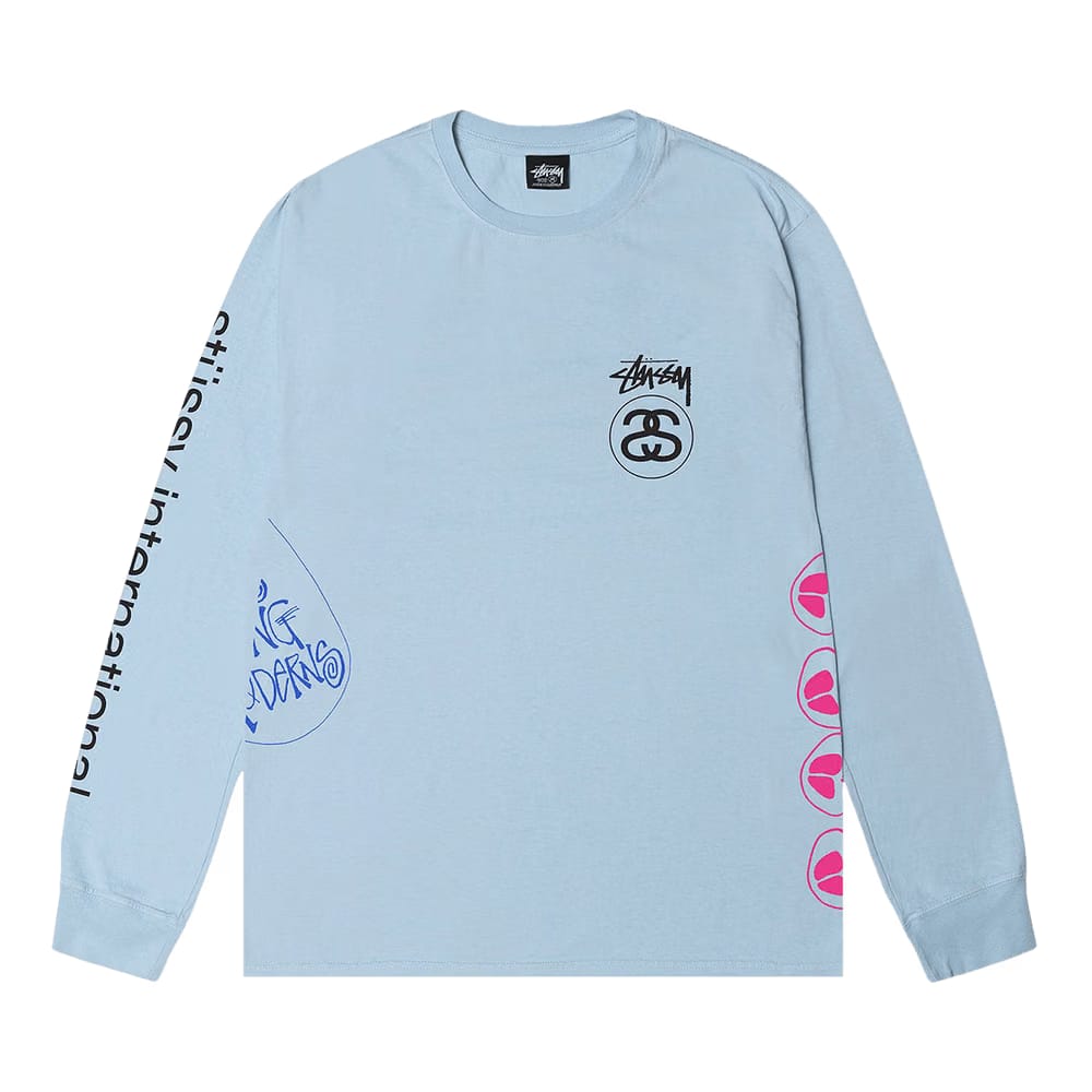 Stussy Test Strike Pigment Dyed Long-Sleeve T-Shirt Sky Blue