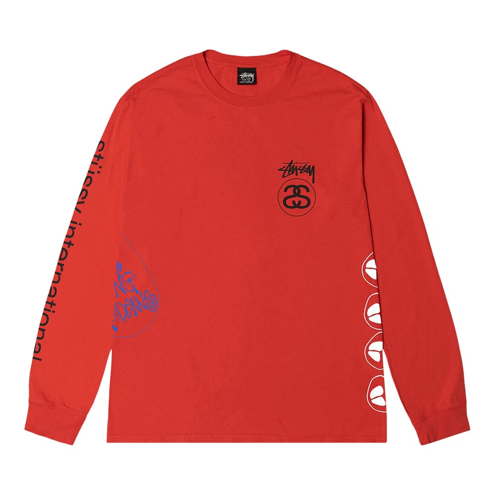 Stussy Test Strike Pigment Dyed Long-Sleeve T-Shirt Tomato