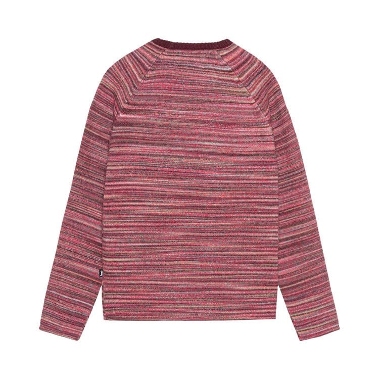 Stussy Textured Knit Contrast Collar Crew Red Multi