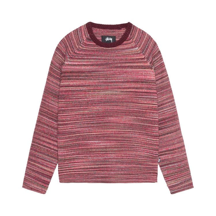 Stussy Textured Knit Contrast Collar Crew Red Multi