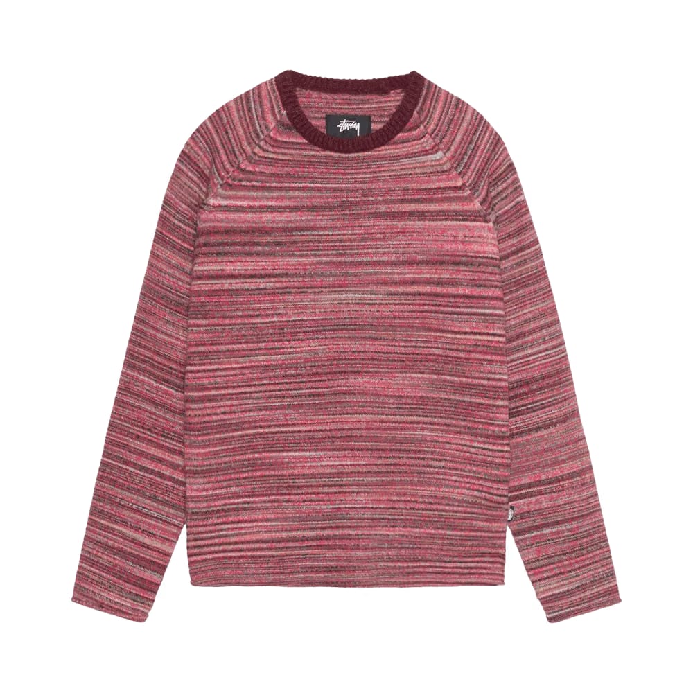 Stussy Textured Knit Contrast Collar Crew Red Multi