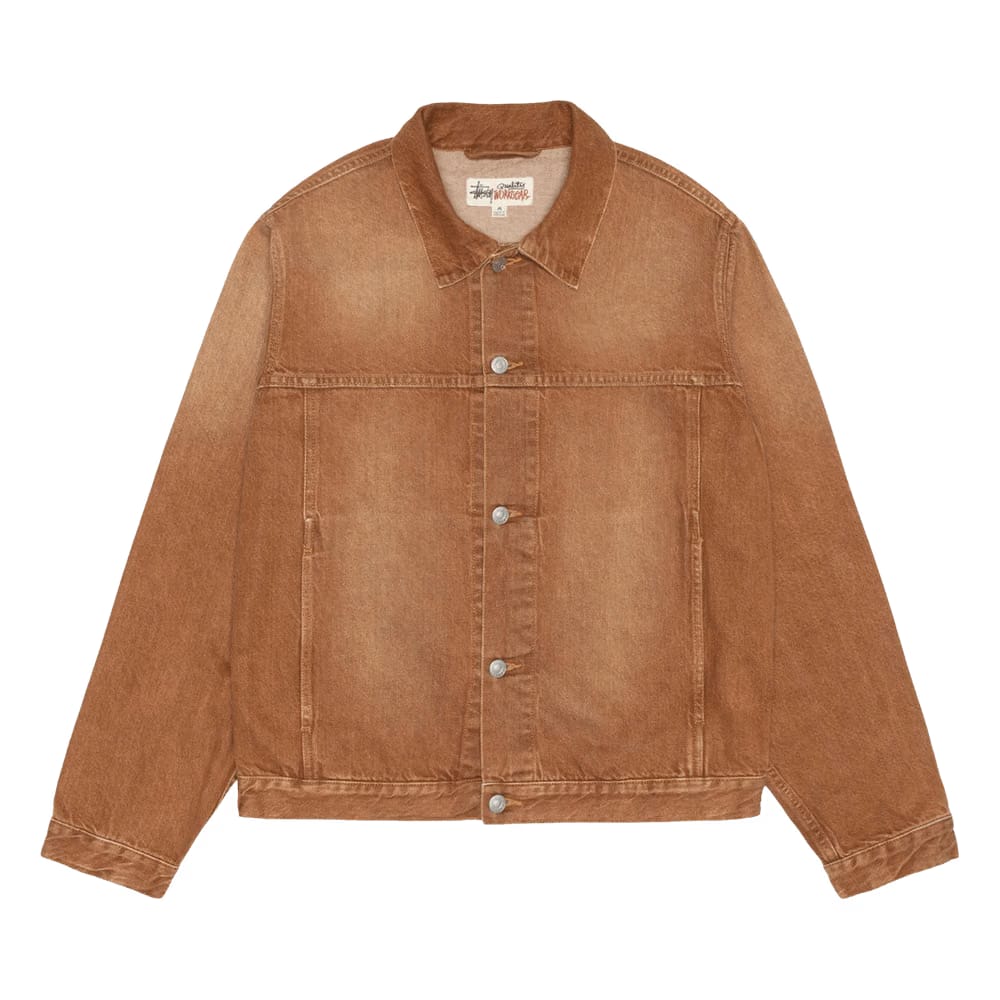 Stussy Trucker Jacket Vintage Denim Brown
