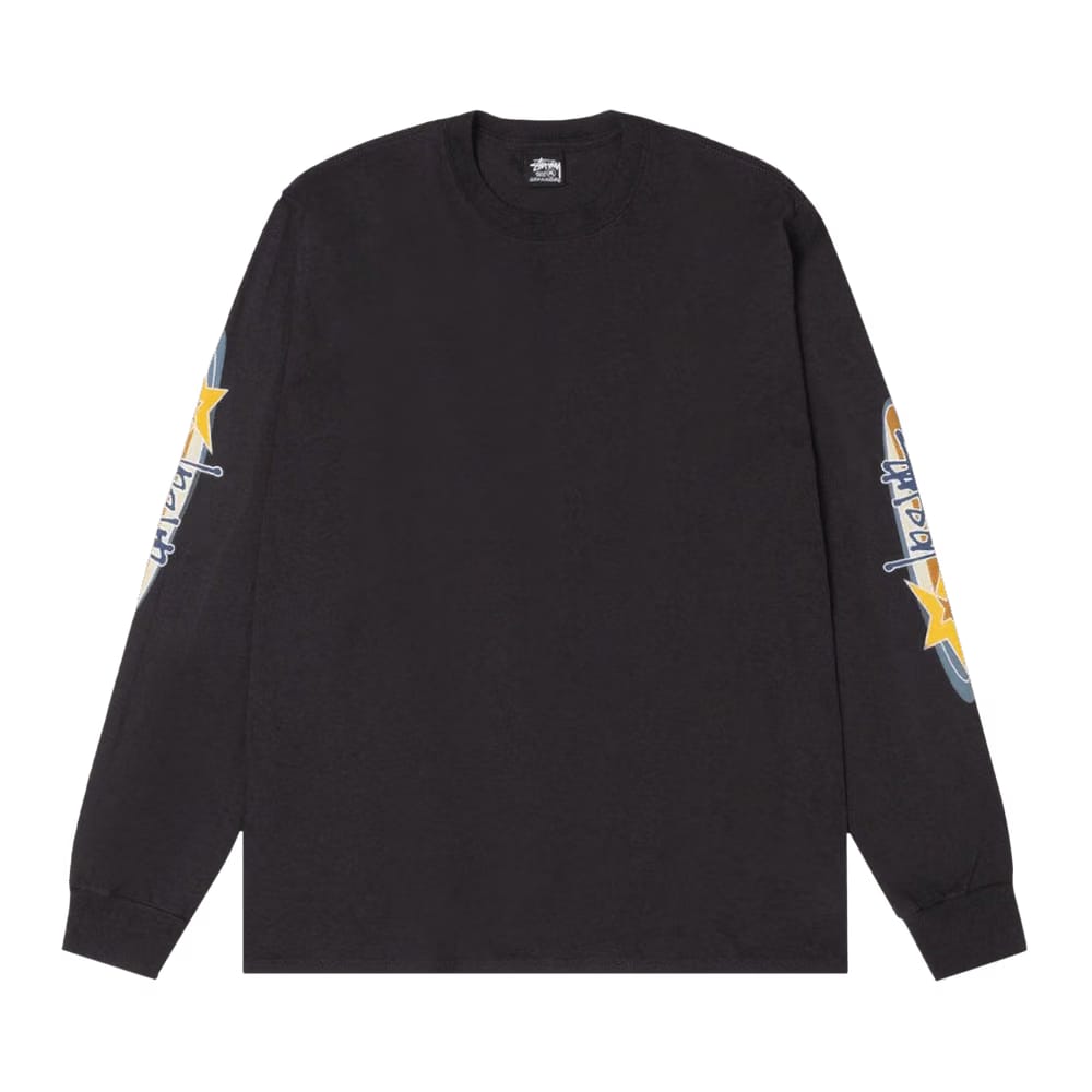 Stussy Two Star Long-Sleeve T-Shirt Pigment Dyed Faded Black