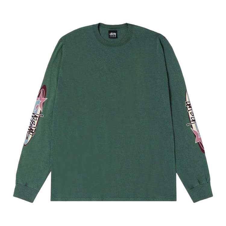 Stussy Two Star Long-Sleeve T-Shirt Pigment Dyed Pine
