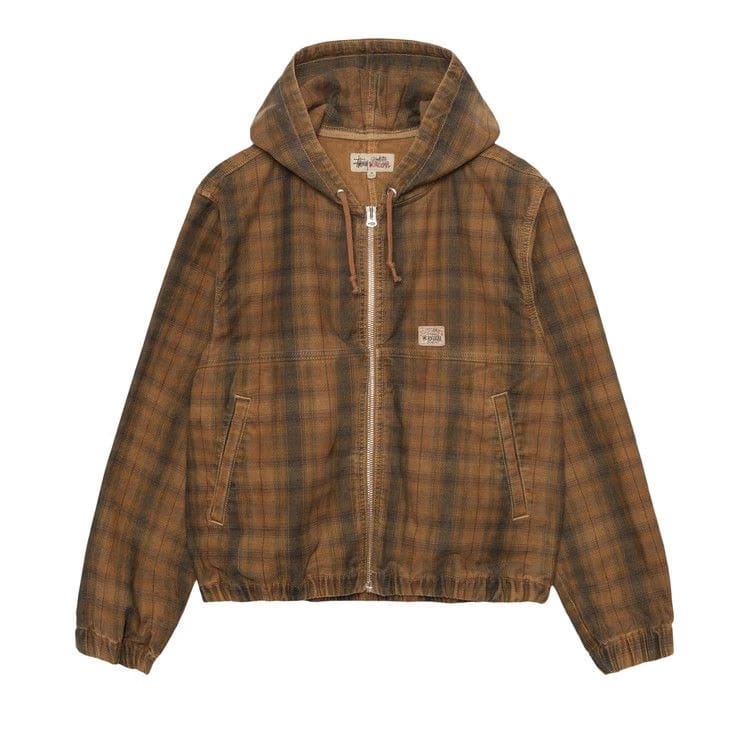 Stussy Unlined Plaid Zip Hoodie Brown