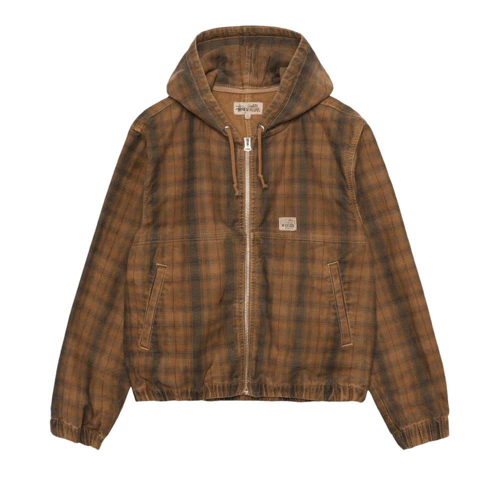 Stussy Unlined Plaid Zip Hoodie Brown