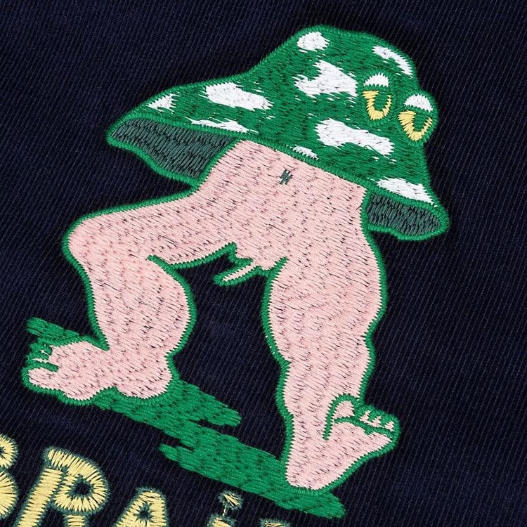 Brain Dead Mushroom Embroidered Long-Sleeve Full-Zip Corduroy Shirt Jacket Navy